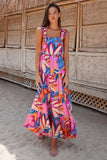 Fongt Women's Clothing 2026 Bohemian Dress Slings Flowing Long Print Dress Girl