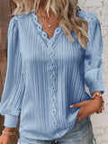 Fongt Explosion Autumn Long Sleeve V-Neck Lace Spliced Shirt Women's Shirt Women's