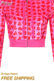 Women's Pants Suits Female Short Coat Heart Print Long Sleeve Tops with Zipper and Pockets Women's Clothes for Spring Fall