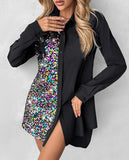 Wise Hot Style Autumn And Winter Long Sleeve Print Stitching Button Dress Female Shirt-Outfit
