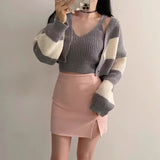 Knitted Suit For Women In Spring And Autumn 2024 New Age-Reducing Short Sweater Two-Piece Set-Outfit