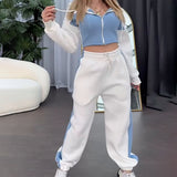 Fongt Women's Clothing 2025 Spring New Fashion Hooded Jacket Casual Pants Set