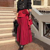 Fongt Skirt 2025 Autumn And Winter New Ocean Gas Folding Small High-End Rose Half-Body Skirt Women