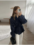 Fongt Pure Color Belt Short Jacket 2025 Spring And Autumn New Jacket