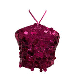 Heavy Industry Bling Bling Glide Hanging Neck Sling Vest One-Style Wrapping Tie With Large Bare Back Blouse