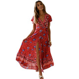Fongt Summer Leisure Hot Holiday Printing Dress Sexy Long Dress Women's Dress