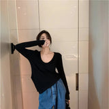 Fongt Female Slim Sexy Low Collar White Foreign Style Long Sleeves With Bottom Shirt 2024 Autumn New Slim