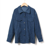 Spring Autumn Corduroy Jacket Coat Women Shirt Style Top Single-breasted Outerwear Lady Streetwear Loose Casual
