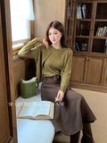 Fongt Xixi 2025 Autumn White Standard Solid Color Wool Knitted Sling Vest Sweater Coat Two-Piece Suit Female 25513