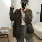 Breeze Gentle Knitted Cardigan Loose 2024 Korean Version Of The New Autumn And Winter Sweater Jacket-Outfit