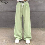 Autumn Harajuku Wide Leg Baggy Pants Women Fashion Oversize Elastic Waist Casual Trousers Korean Hip Hop Pants