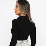 Fongt Women's Fall / Winter New Ins Wind Long-Sleeved T-Shirt Standing Collar Slim Jumptop With Body Bottom