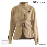 Fongt Early Autumn Heavy Industry Tuxedo Splicing Suit Personality Cut Long Coat Female 1820