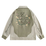 Embroidery Daisy Patchwork Oversized Jacket-Outfit
