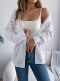 Fongt Wind Shooting Autumn And Winter Casual Pure Color Hollow Long Sleeve Open Shirt Sweater Coat Women's Clothing