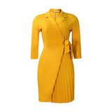 Fongt Large-Size Women's Dress 2025 New Fashion Suit Collar Fashion Strap To Close The Waist Pressure Folded African Dress