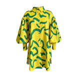 Fongt New Long-Sleeved Print Bubble Sleeves Loose Large-Size Shirt Dress Dress