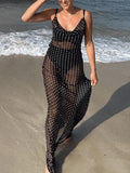 Polka Dot Sheer Mesh Maxi Dress-Outfit