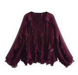 Fongt Homemade New Women's Classic Fashion Collection Stacked Decorative Shirt 4786/063