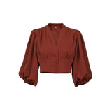 Fongt New Jacket Collar Retro Women's Short
