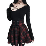 Fongt School Fresh College Style Lady Lattice Irregular Half-Dress Necrotling Belts With Thin Large