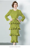 Fongt Folded Dress Woman 2025 New Design Feel Fat Mm Fashion Temperament Reduction Cake Skirt