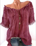 Solid Color Summer Women's Off-shoulder Short-sleeved