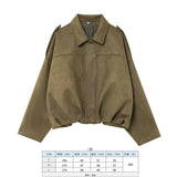 Fongt Women's 2025 New Bat Sleeve Loose-Fitting Velvet Bomber Jacket Jacket