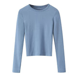 Fongt Round Collar Stitching Long Sleeve Bottom Shirt Women Autumn And Winter New Slimming Inside T-Shirt Top