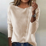 Fongt Sheintemu Autumn And Winter Round Collar Long-Sleeved Button Sweater New Female