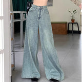 Fongt Wide-Legged Jeans Women Spring And Autumn New High-Waisted Loose Thin Trumpet Trousers