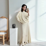 Fongt Loose Knitted Suit Women 2025 Autumn And Winter New Zipper Sweater + Fishtail Skirt