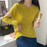 New 2022 Irregular Vintage Korean Fashion Cutout Sweater Transparent Knitted Women Autumn Winter Elegant Tops