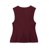 Fongt And Winter New Short Skirt Hem Sleeveless Folding Top 2135552