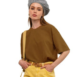 Fongt Hot Summer T-Shirt Women's Pure Cotton 16-Color Basic Loose Top Ins Soft T-Shirt