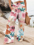 Fongt Spring And Summer New Four Seasons Of Leisure Wide Leg Trousers Print Burst Loose Trousers Women
