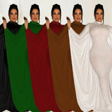 Fashion Women's Solid Color Bat Long Sleeve Dress Women-Outfit