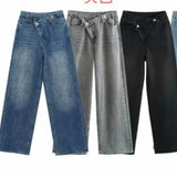 Fongt Women's INS Burst Fashion Double Trousers High-Rise Jeans