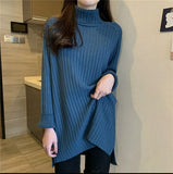 Fongt New Fall / Winter 2023 Retro Lazy Wind Coat With A Long-Sleeved Knit Bottom Turtleneck-Outfit