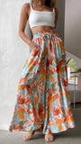2023 Spring Summer Women Wide Leg Pants Casual High Waisted Long Skirt Pants for Girls Lace-Up Pants Брюки С Высокой