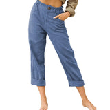 Leisure Summer Solid Color Cotton Linen Fashion Loose High Waist Casual
