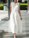 Women Maxi Long Dress 2022 Summer Sexy Sleeveless Casual V Neck Sundress Belt Loose Ankle-length Party Vestido Robe