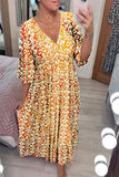 Fongt Summer Explosion Super Fairy V Collar Seaside Holiday Beach Print Loose Dress