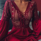 Women Lace Hollow Out Shirt