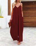Fongt Wide Leg Trousers Women 2025 Summer New Solid-Colored Bag Casual Jumpsuits