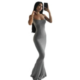 Fongt Women's 2024 Summer New Sexy Sling Waist Show Thin Bag Hip Dress Women's Casual Beach-Outfit