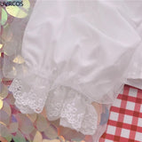 Shirt White Elegant Women Preppy Style Blouses Cute Peter Pan Collar Lace Ruffle JK Shirts Girls Long Sleeve Blusas Mujer-Outfit