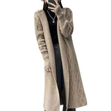 Fongt And Winter 2025 New Long Cashmeet Cardigan Women's Long Hooded Knitted Coat Over The Knee Wool Coat