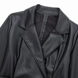 Fongt New Women's Suit Jacket Autumn Solid Color Lumbar Imitation Skin Mini Dress