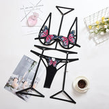 Products New Sex Underwear Sexy Hollow Butterfly Three-Piece Set Direct